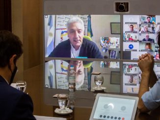 28 de octubre de 2020. El Gobernador de la provincia de Buenos Aires, Axel Kicillof, encabezo una videoconferencia con intendentes por el Fondo de Infraestructura Municipal.
Foto: Mariano Sanda